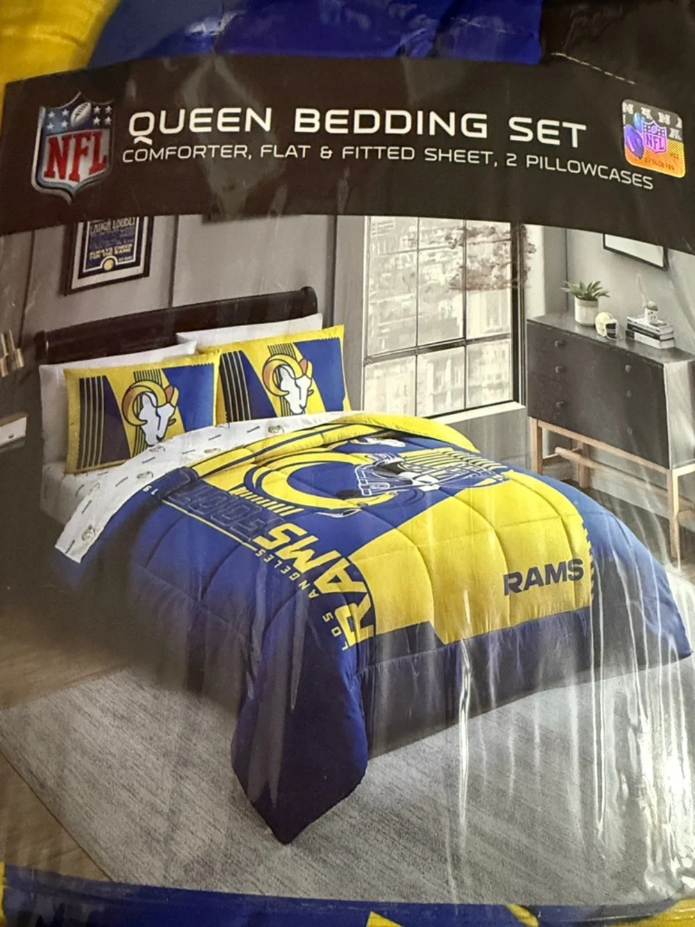 NFL Los Angeles Rams Comforter Set - Blue & Yellow Team Design